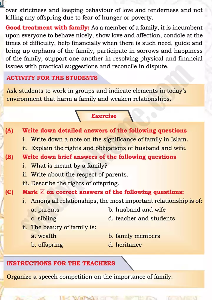 chap 3l significance of family in islam islamiat 9th 05