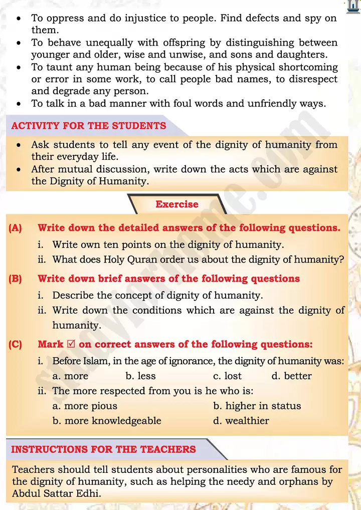 chap 3m dignity of humanity islamiat 9th 03