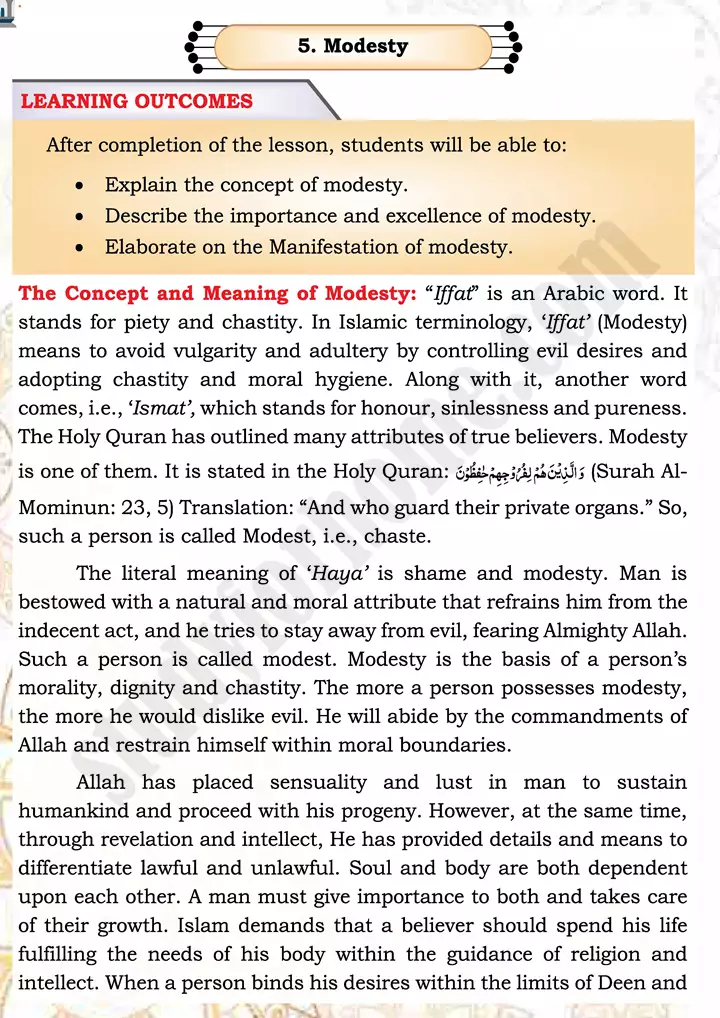 chap 3o modesty islamiat 9th 01