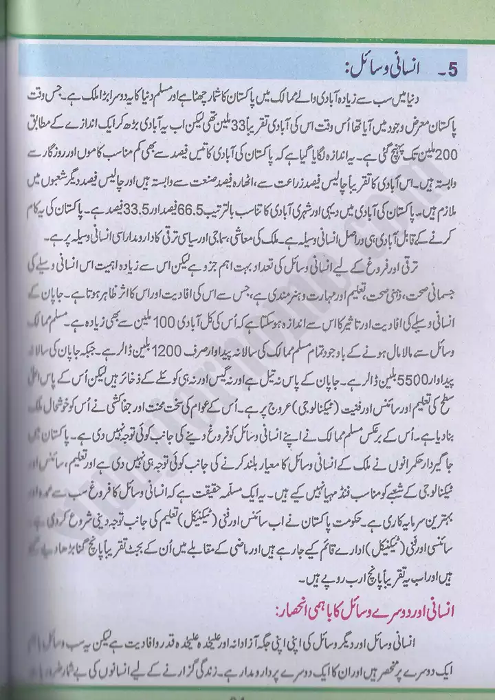 chap 5 pakistan kay wasail pakistan studies 10th 24