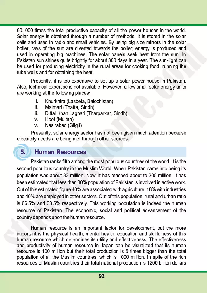 chap 5 resources of pakistan pakistan studies 10th 24