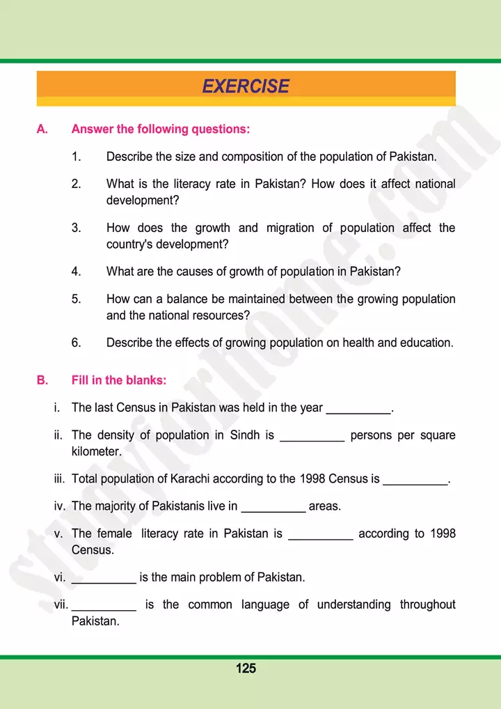 chap 7 the population of pakistan pakistan studies 10th 11