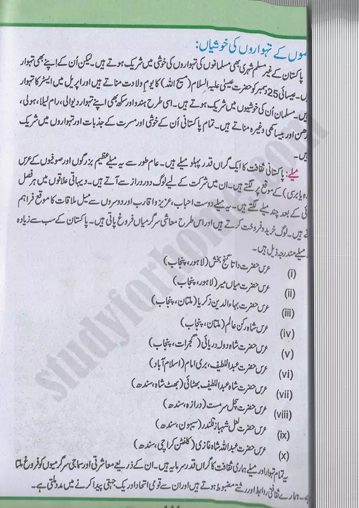 chap 8 pakistan ki saqafat pakistan studies 10th 15