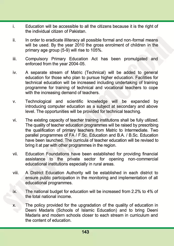 chap 9 education in pakistan pakistan studies 10th 03