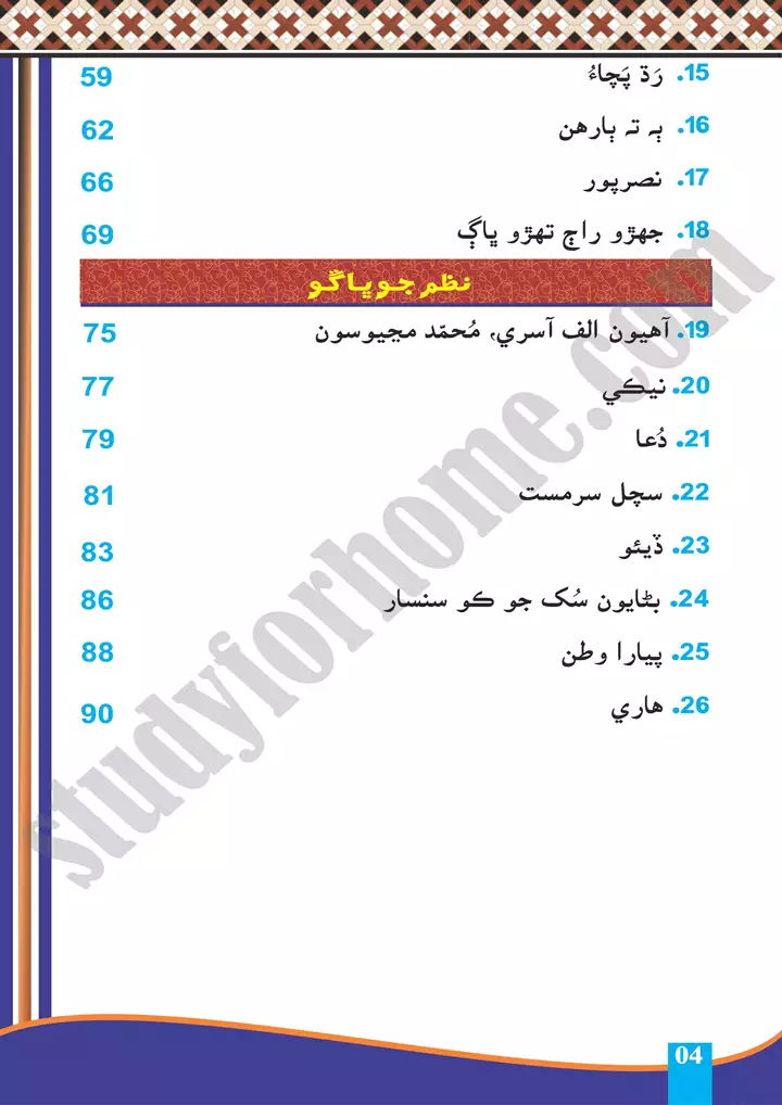 index sindhi 10th 4