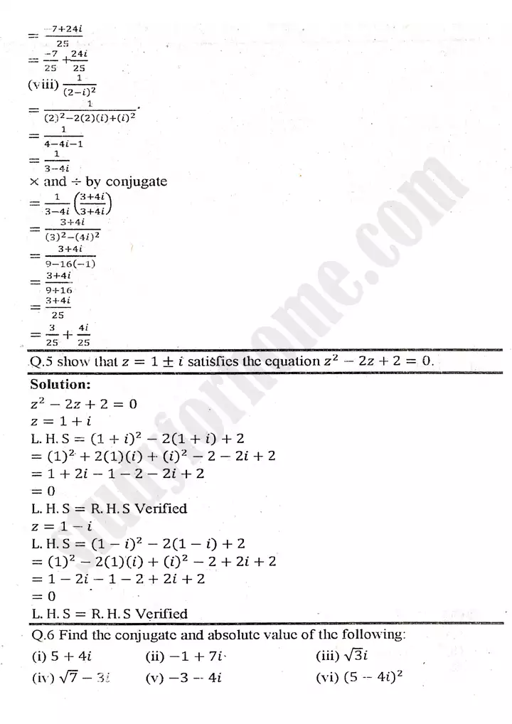 chapter 1 complex numbers exercise 1 1 mathematics 11th 06