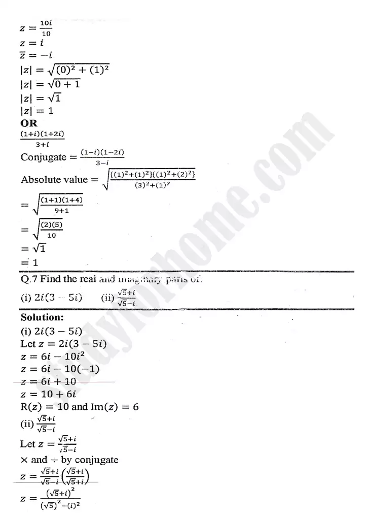 chapter 1 complex numbers exercise 1 1 mathematics 11th 09