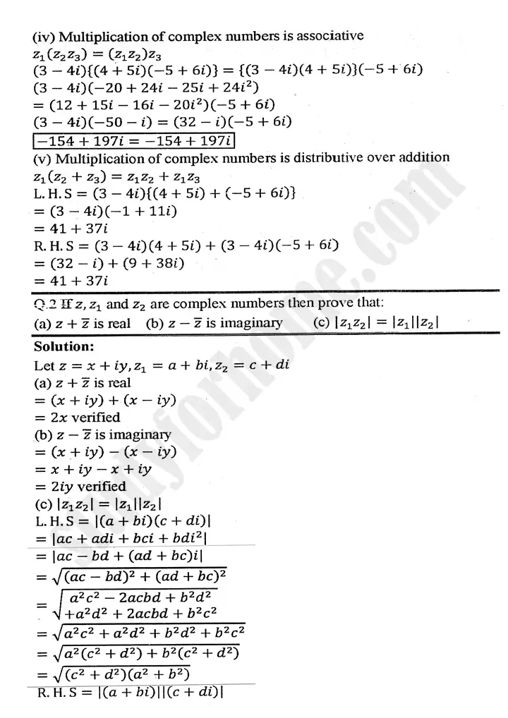 chapter 1 complex numbers exercise 1 2 mathematics 11th 02