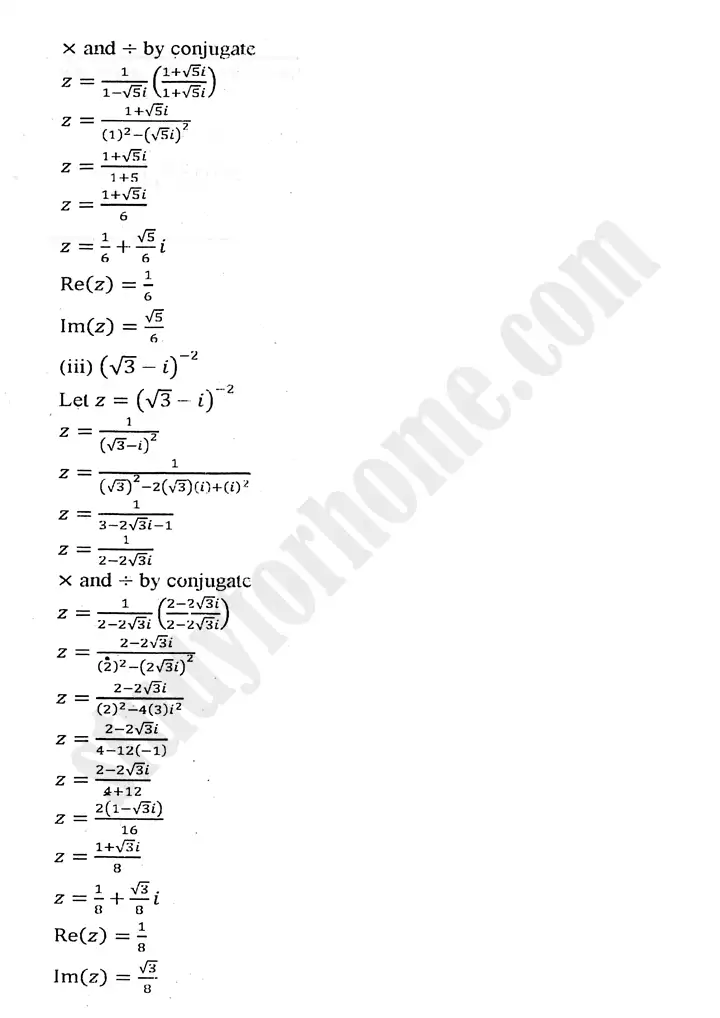 chapter 1 complex numbers exercise 1 2 mathematics 11th 10