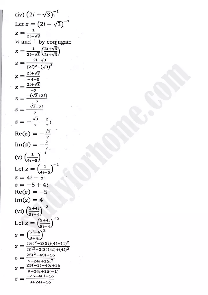 chapter 1 complex numbers exercise 1 2 mathematics 11th 11