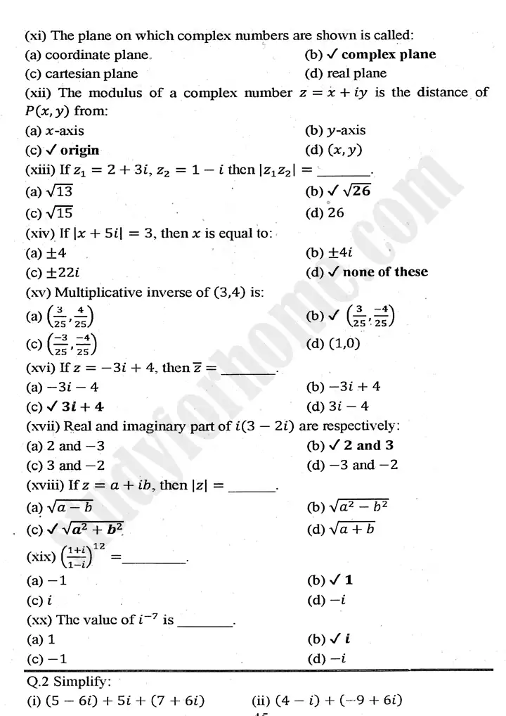 chapter 1 complex numbers review exercise 1 mathematics 11th 02