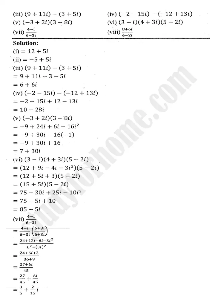 chapter 1 complex numbers review exercise 1 mathematics 11th 03