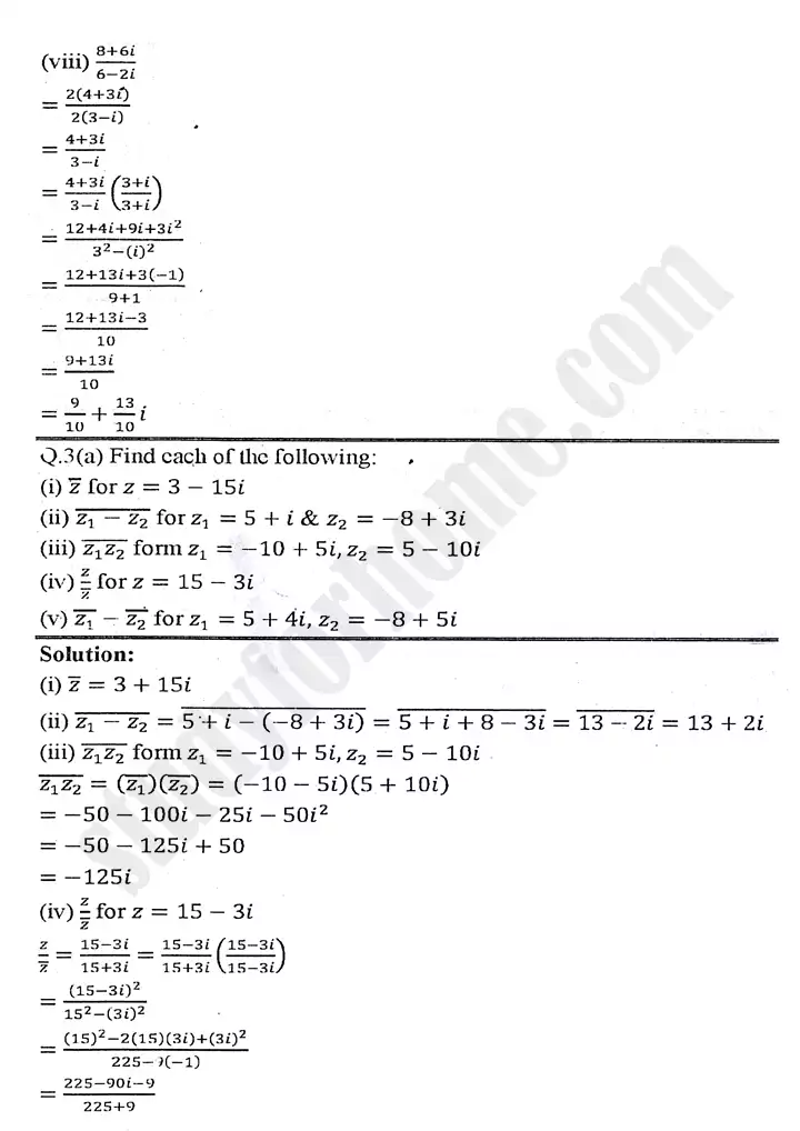 chapter 1 complex numbers review exercise 1 mathematics 11th 04