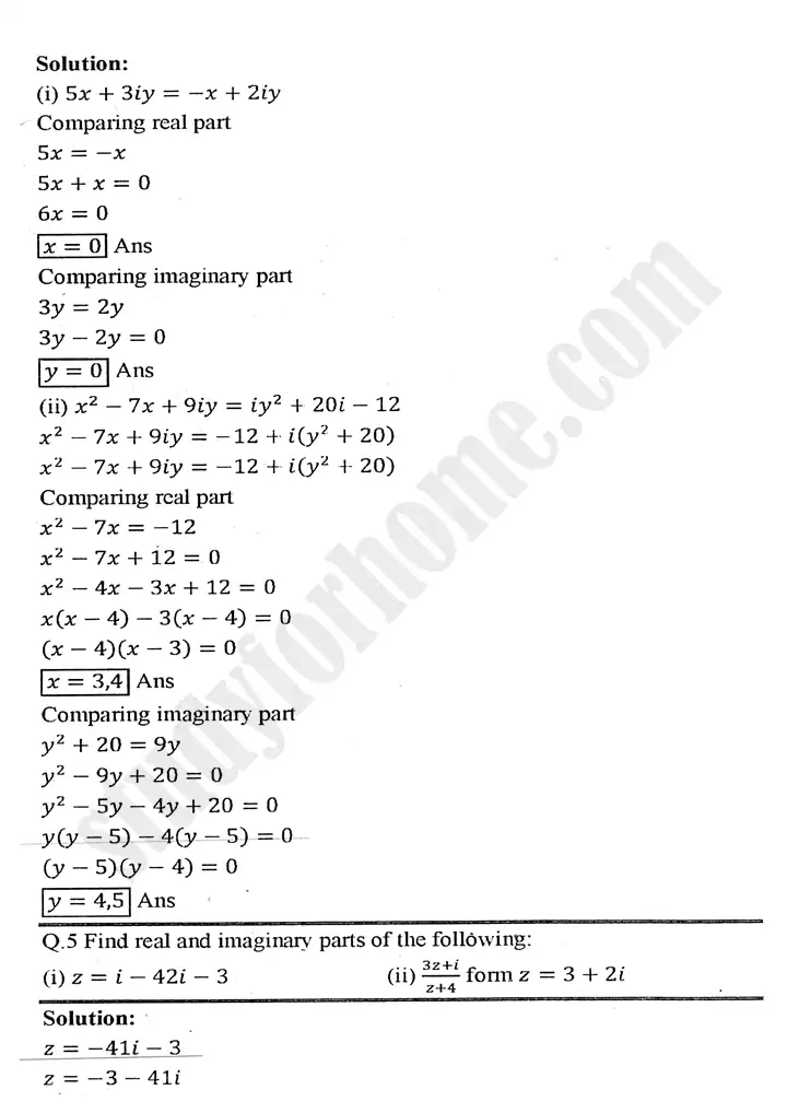 chapter 1 complex numbers review exercise 1 mathematics 11th 07