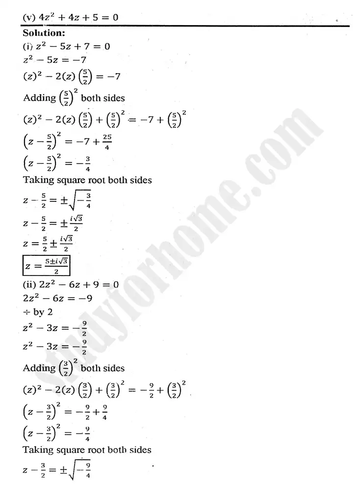 chapter 1 complex numbers review exercise 1 mathematics 11th 12