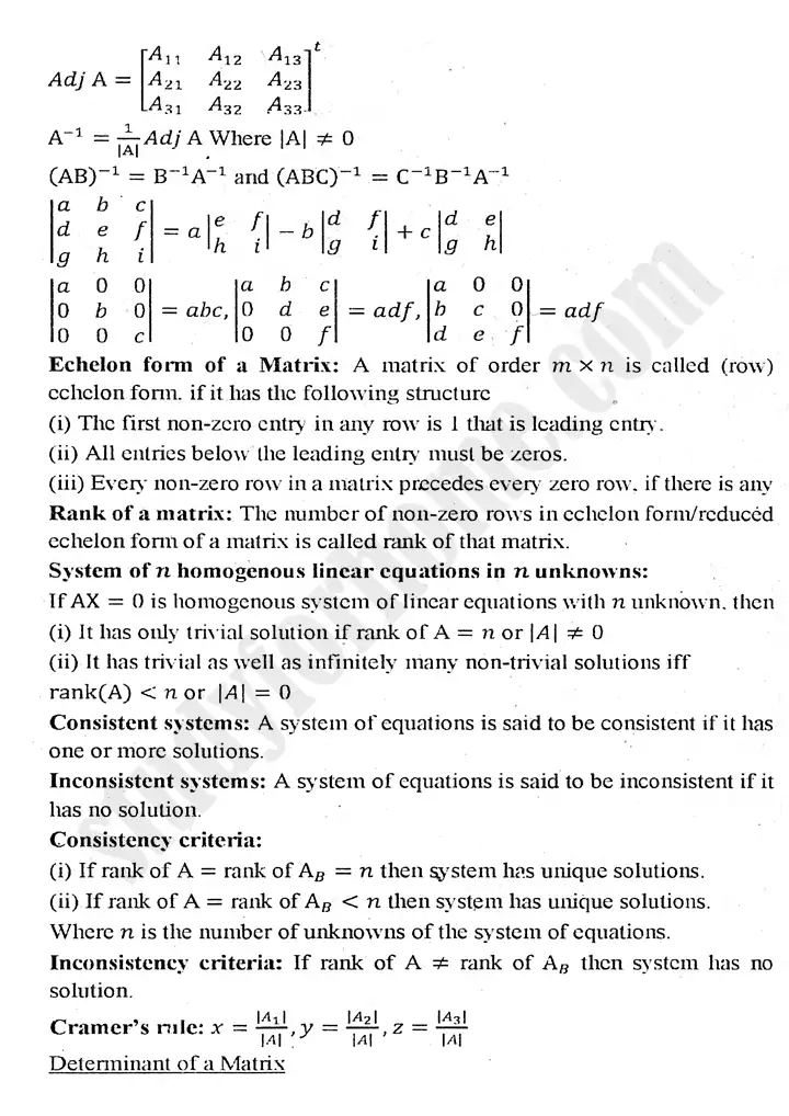 chapter 2 matrices and determinants definitions and formulas mathematics 11th 03