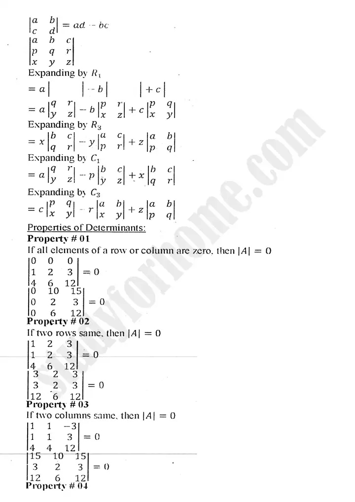 chapter 2 matrices and determinants definitions and formulas mathematics 11th 04