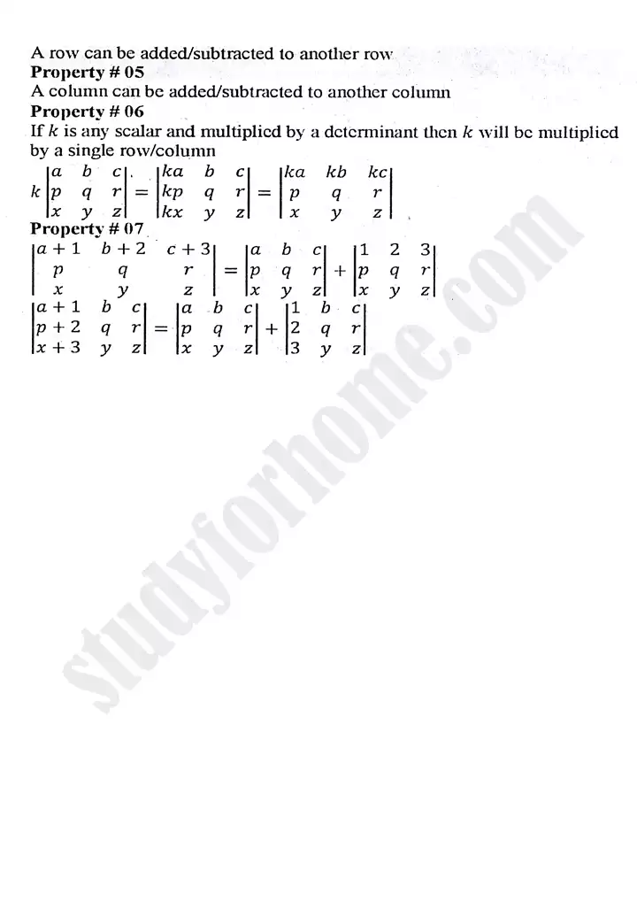 chapter 2 matrices and determinants definitions and formulas mathematics 11th 05