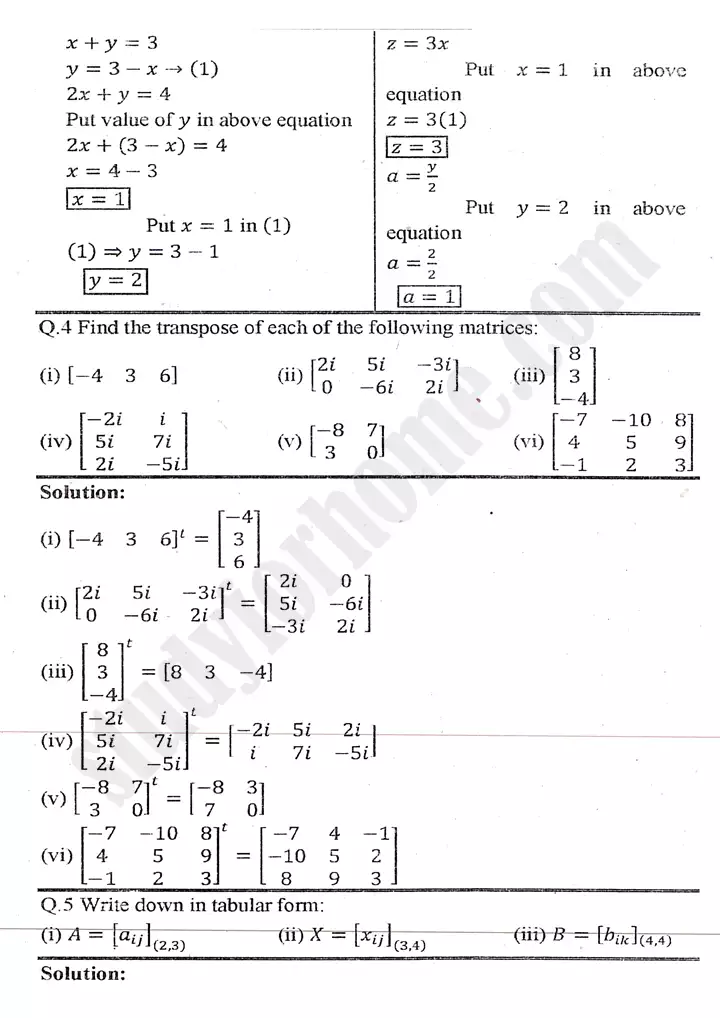 chapter 2 matrices and determinants exercise 2.1 mathematics 11th 03