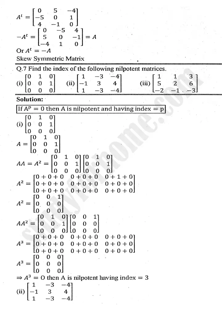 chapter 2 matrices and determinants exercise 2.1 mathematics 11th 06