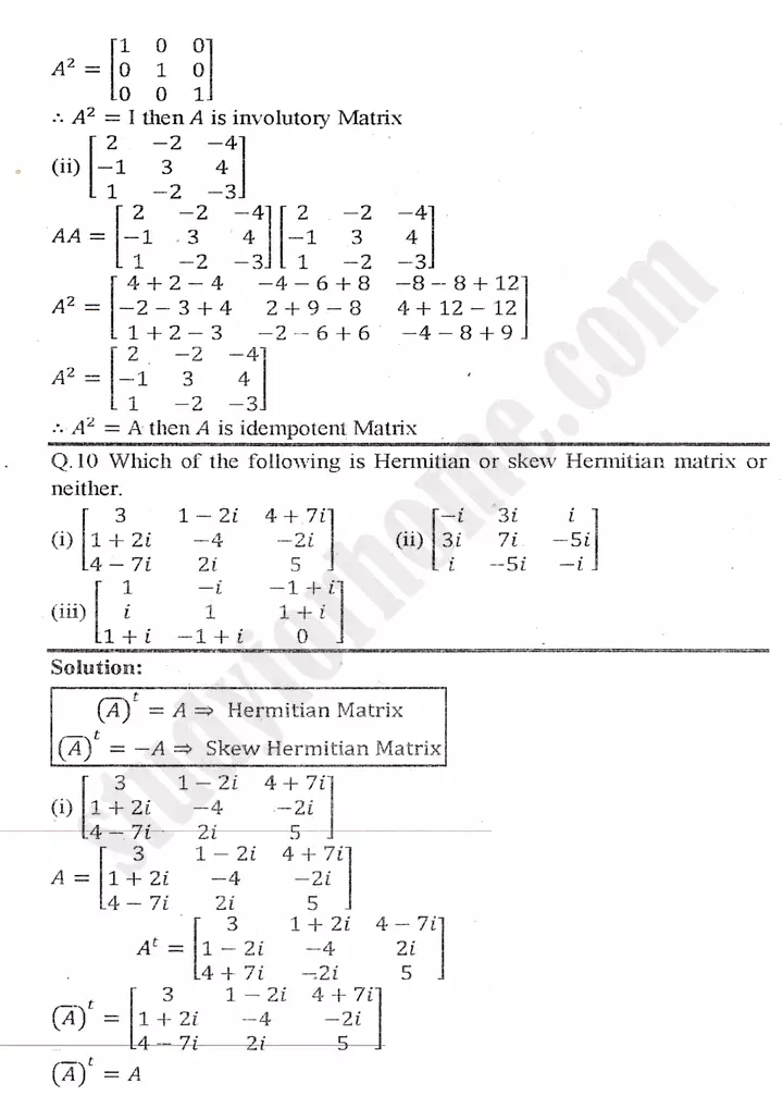 chapter 2 matrices and determinants exercise 2.1 mathematics 11th 09