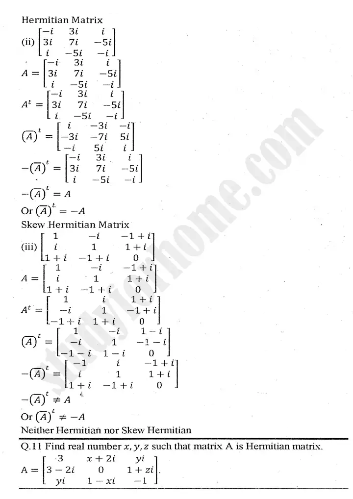 chapter 2 matrices and determinants exercise 2.1 mathematics 11th 10