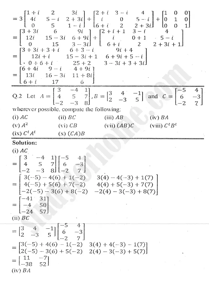 chapter 2 matrices and determinants exercise 2.2 mathematics 11th 02