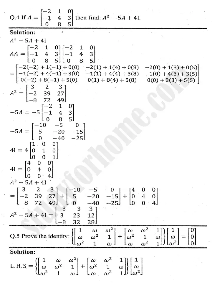 chapter 2 matrices and determinants exercise 2.2 mathematics 11th 05