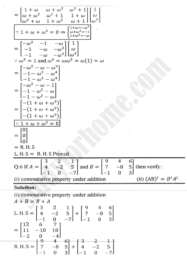 chapter 2 matrices and determinants exercise 2.2 mathematics 11th 06