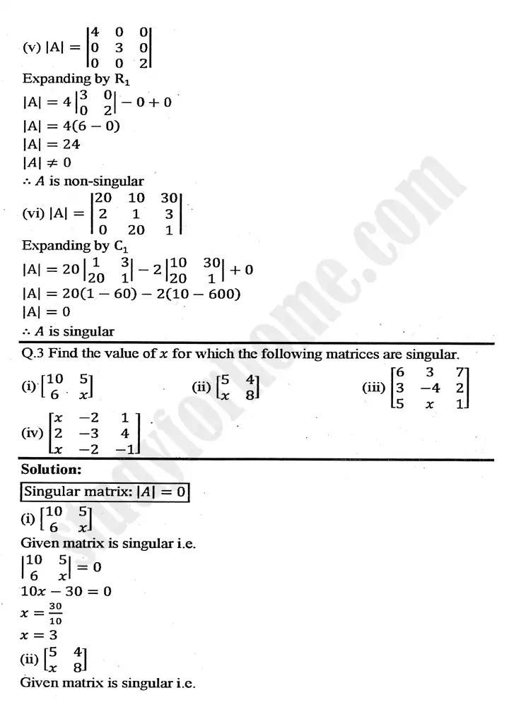 chapter 2 matrices and determinants exercise 2.3 mathematics 11th 04