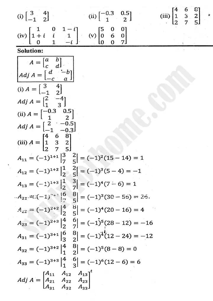 chapter 2 matrices and determinants exercise 2.3 mathematics 11th 06