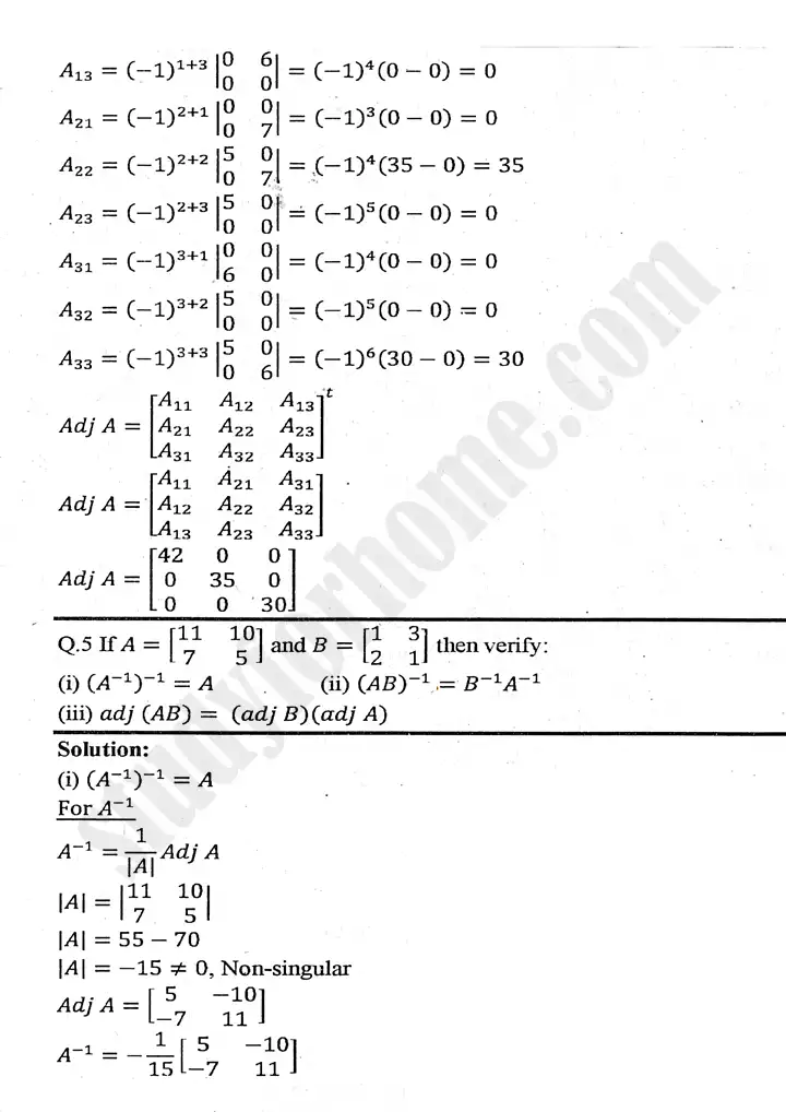 chapter 2 matrices and determinants exercise 2.3 mathematics 11th 08