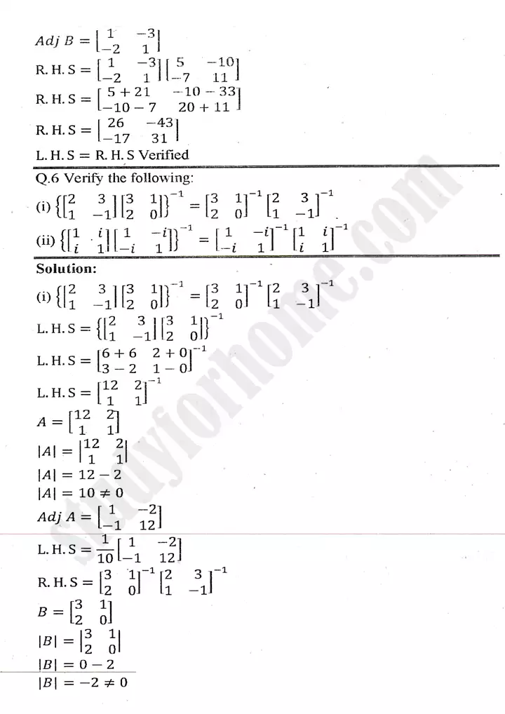 chapter 2 matrices and determinants exercise 2.3 mathematics 11th 11