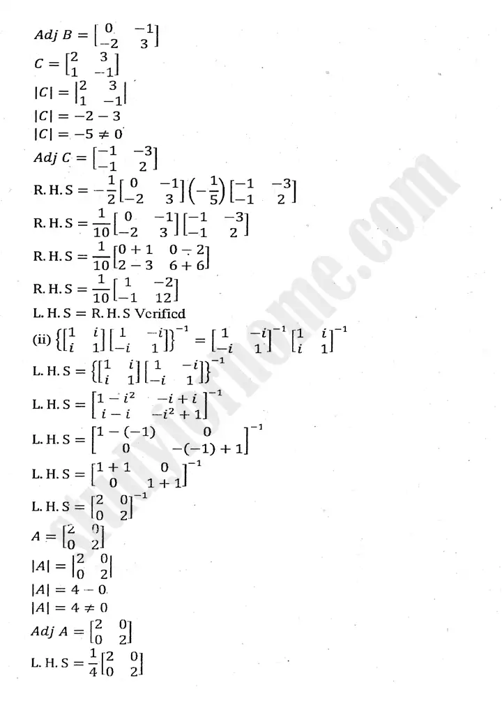 chapter 2 matrices and determinants exercise 2.3 mathematics 11th 12