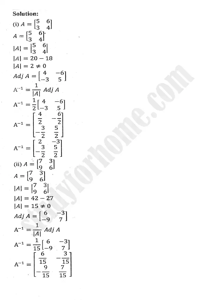 chapter 2 matrices and determinants exercise 2.3 mathematics 11th 14