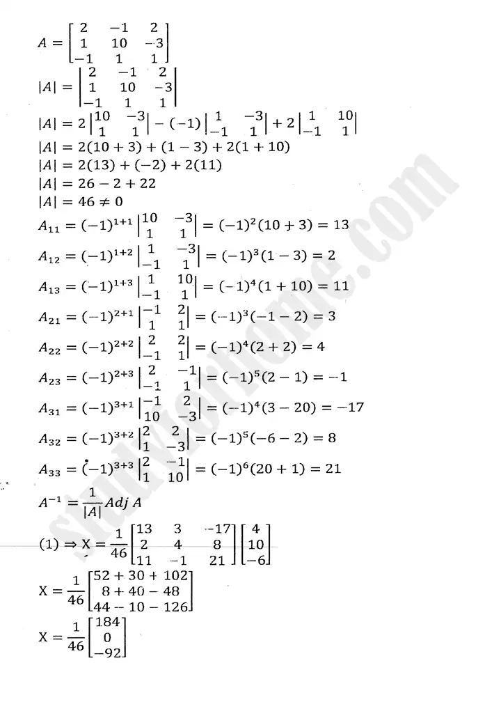 chapter 2 matrices and determinants exercise 2.6 mathematics 11th 07