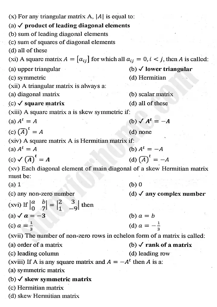 chapter 2 matrices and determinants review exercise 2 mathematics 11th 02