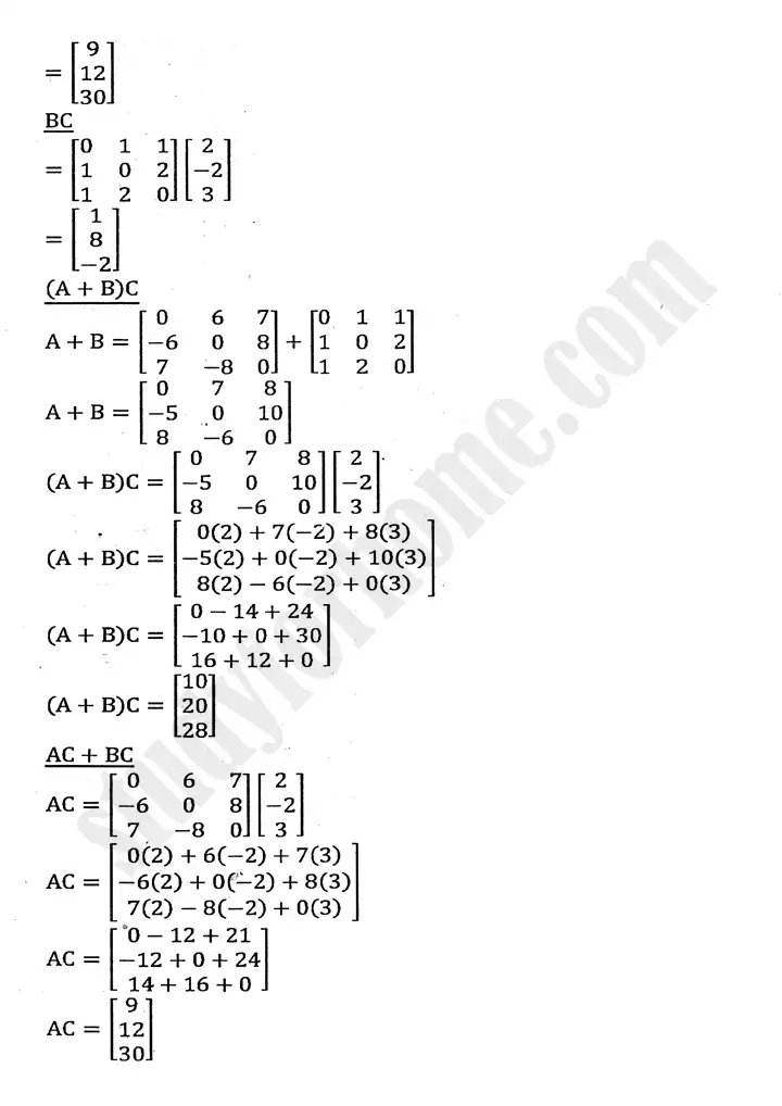 chapter 2 matrices and determinants review exercise 2 mathematics 11th 04