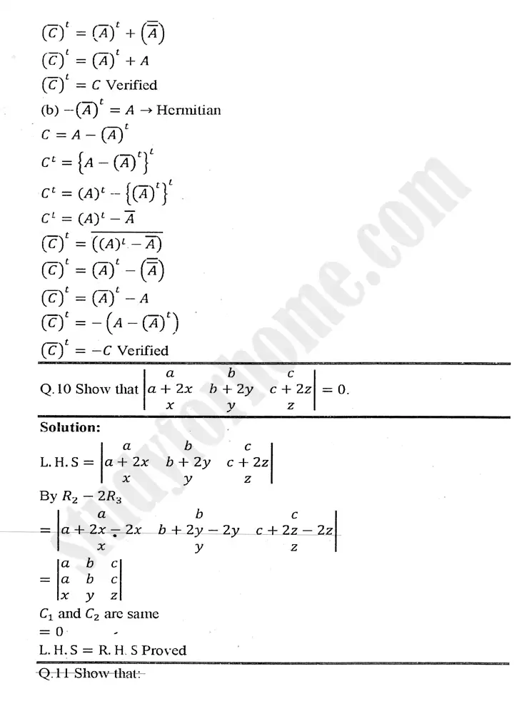 chapter 2 matrices and determinants review exercise 2 mathematics 11th 09