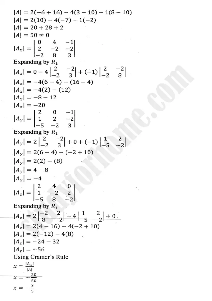 chapter 2 matrices and determinants review exercise 2 mathematics 11th 11