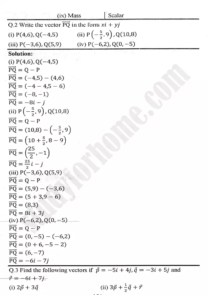 chapter 3 vectors exercise 3.1 mathematics 11th 02