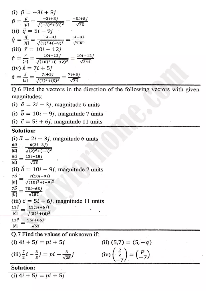 chapter 3 vectors exercise 3.1 mathematics 11th 04