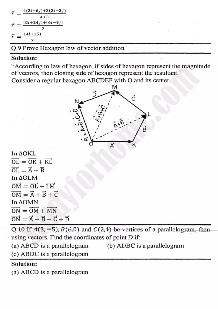 chapter 3 vectors exercise 3.1 mathematics 11th 06