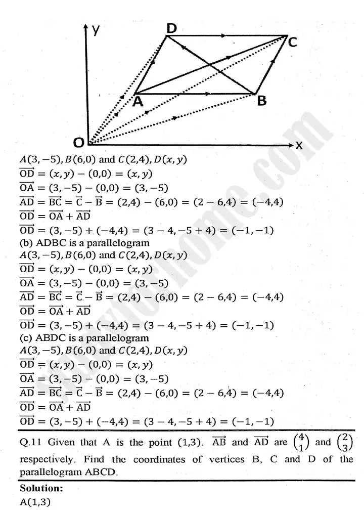 chapter 3 vectors exercise 3.1 mathematics 11th 07