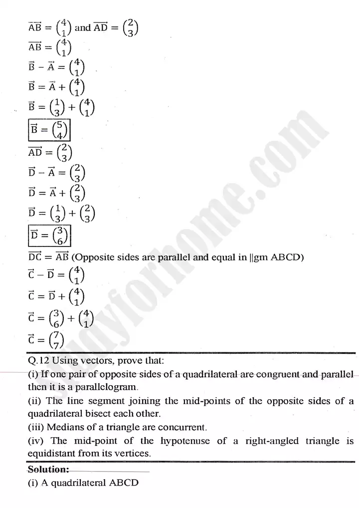 chapter 3 vectors exercise 3.1 mathematics 11th 08