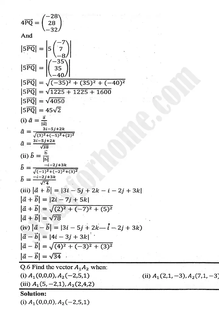 chapter 3 vectors exercise 3.2 mathematics 11th 04