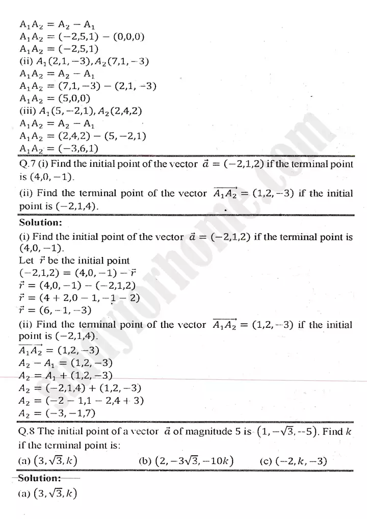 chapter 3 vectors exercise 3.2 mathematics 11th 05