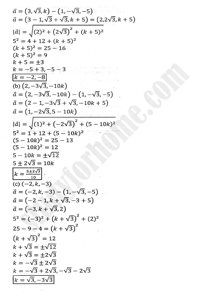 chapter 3 vectors exercise 3.2 mathematics 11th 06