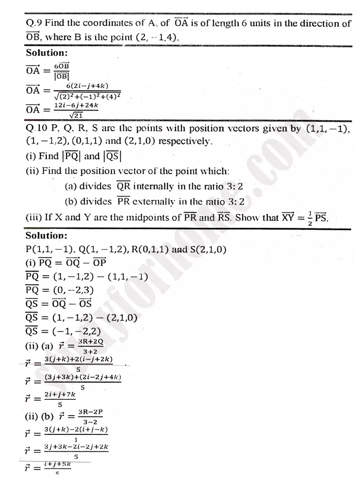 chapter 3 vectors exercise 3.2 mathematics 11th 07