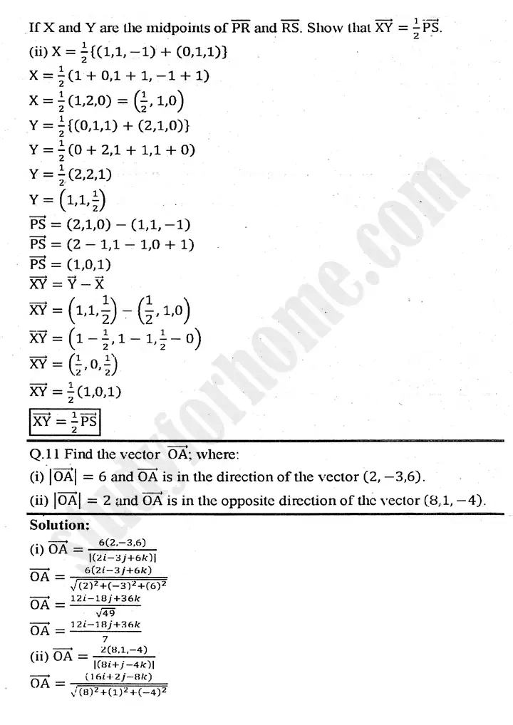 chapter 3 vectors exercise 3.2 mathematics 11th 08